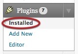 WordPress plugin menu